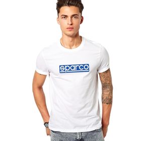 Qivi Sparco Logo Zeminli Baskılı Beyaz Erkek Örme T-shirt