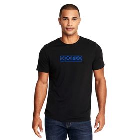 Qivi Sparco Logo Zeminli Baskılı Siyah Örme Erkek T-shirt