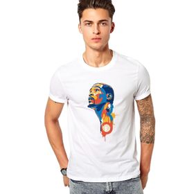 Qivi Sporcu Basketci Baskılı Beyaz Erkek Örme T-shirt