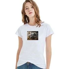 Qivi Stalker Alta Silik Yazı Baskılı Beyaz Kadın Örme T-shirt