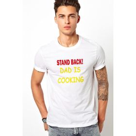 Qivi Stand Back Dad Is Cooking Baskılı Beyaz Erkek Örme T-shirt