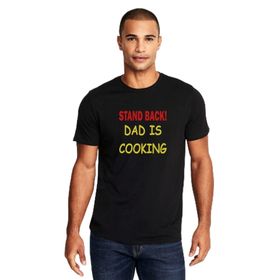 Qivi Stand Back Dad İs Cooking Baskılı Siyah Örme Erkek T-shirt