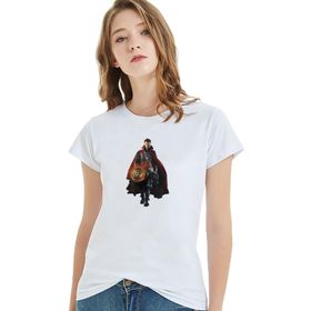 Qivi Stange Baskılı Beyaz Kadın Örme T-shirt
