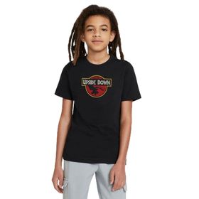 Qivi Stanger Things Upside Down Baskılı Unisex Çocuk Siyah T-shirt
