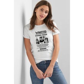 Qivi Stanger Things Wanted Scoops Troop Kadın Beyaz T-shirt