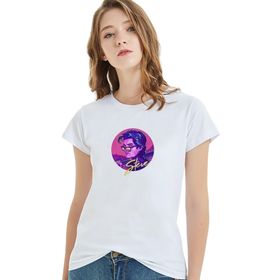 Qivi Steve Baskılı Beyaz Örme Kadın T-shirt