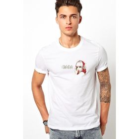 Qivi Stkrh72 Lady Gaga Baskılı Beyaz Erkek Örme T-shirt