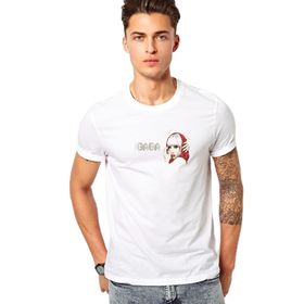 Qivi Stkrh72 Lady Gaga Baskılı Beyaz Erkek Örme T-shirt