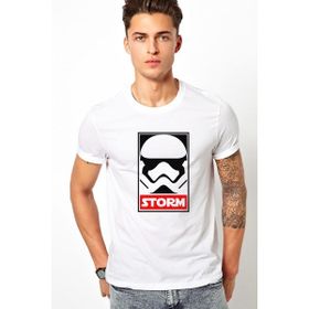 Qivi Storm Baskılı Beyaz Erkek Örme T-shirt