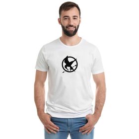 Qivi Symbols District Mockingjay Vector By Trebory6 Baskılı Beyaz Erkek Örme T-shirt