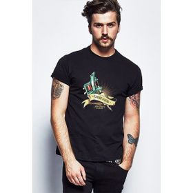 Qivi Tatto Legend Retro Baskılı Siyah Erkek Örme T-shirt