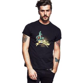 Qivi Tatto Legend Retro Baskılı Siyah Erkek Örme T-shirt