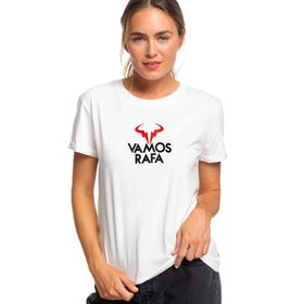 Qivi Tenis Vamos Rafa Logo Baskılı Beyaz Örme Kadın T-shirt