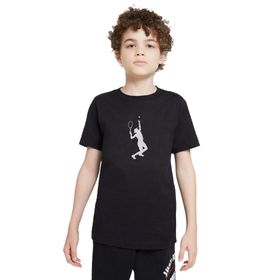 Qivi Tennis Spor Baskılı Unisex Çocuk Siyah T-shirt