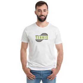 Qivi Tennis Sport Baskılı Beyaz Erkek Örme T-shirt