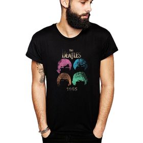 Qivi The Beatles 1965 Colors Rock Metal Baskılı Siyah Erkek Örme T-shirt