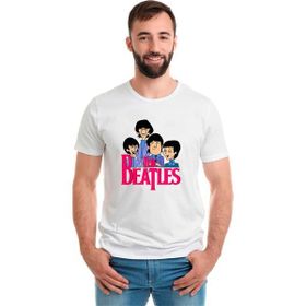 Qivi The Beatles Baskılı Beyaz Erkek Örme T-shirt