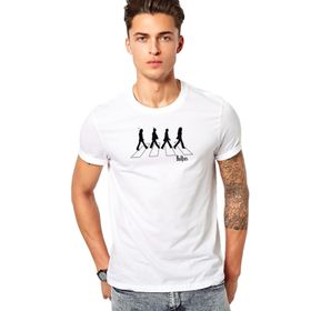 Qivi The Beatles Baskılı Beyaz Erkek Örme T-shirt
