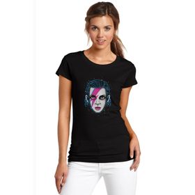 Qivi The Bitchin Baskılı Siyah Örme Kadın T-shirt