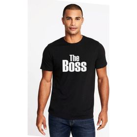 Qivi The Boss Baskılı Siyah Erkek Örme T-shirt