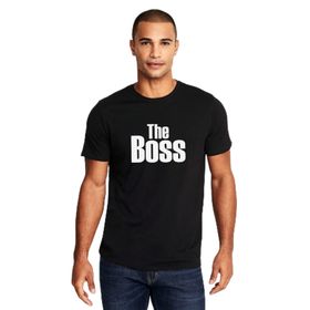 Qivi The Boss Baskılı Siyah Erkek Örme T-shirt