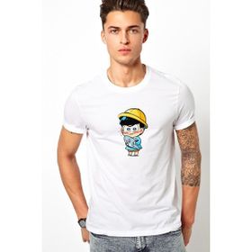 Qivi The Fish Child Baskılı Beyaz Erkek Örme T-shirt