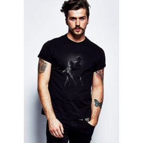 Qivi The Last Of Us Baskılı Siyah Erkek Örme T-shirt