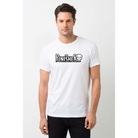 Qivi The Punisher Logo Baskılı Beyaz Erkek Örme T-shirt