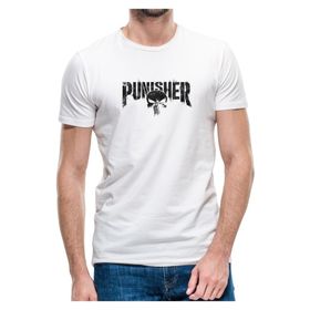 Qivi The Punisher Logo Baskılı Beyaz Erkek Örme T-shirt