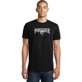 Qivi The Punisher Logo Baskılı Siyah Erkek Örme T-shirt