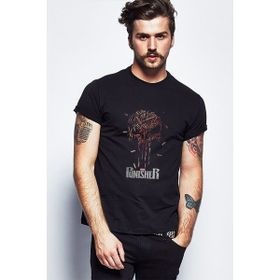 Qivi The Punisher Mermi Bullet Kurşun Baskılı Siyah Erkek Örme T-shirt