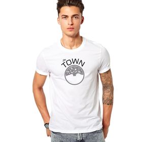 Qivi The Town Baskılı Beyaz Erkek Örme T-shirt