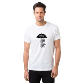 Qivi The Umbrella Academy Characters Name Baskılı Beyaz Erkek Örme T-shirt