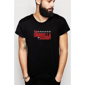 Qivi The Umbrella Academy Logo Yazı 2 Baskılı Siyah Erkek Örme T-shirt