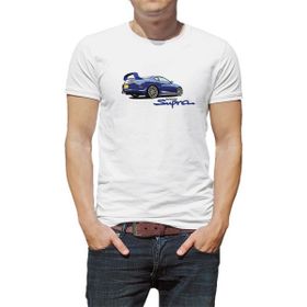 Qivi Toyota Blue Supra Baskılı Beyaz Erkek Örme T-shirt
