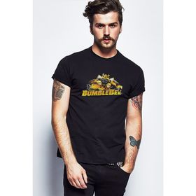 Qivi Transformers Bumblebee Christmas Baskılı Siyah Erkek Örme T-shirt