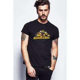 Qivi Transformers Bumblebee Christmas Baskılı Siyah Erkek Örme T-shirt