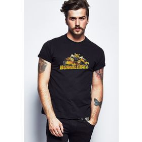 Qivi Transformers Bumblebee Christmas Baskılı Siyah Erkek Örme T-shirt
