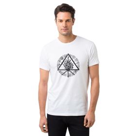 Qivi Triangle Baskılı Beyaz Erkek Örme T-shirt