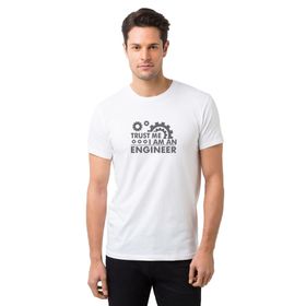 Qivi Trust Me I'm An Engineer Baskılı Beyaz Erkek Örme T-shirt