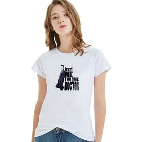 Qivi Trust Me I'm The Doctor Doctor Baskılı Beyaz Örme Kadın T-shirt