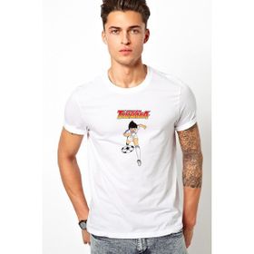 Qivi Tsubasa Captain Baskılı Beyaz Erkek Örme T-shirt
