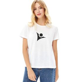 Qivi Tübitak Baskılı Beyaz Örme Kadın T-shirt