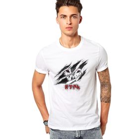 Qivi Türk Kurt Pençesi Baskılı Beyaz Erkek Örme T-shirt