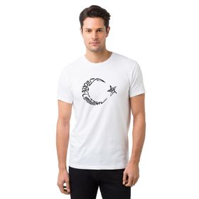 Qivi Türkiye Cumhurıyeti Atatürk Baskılı Beyaz Erkek Örme T-shirt
