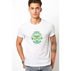 Qivi Turtles Baskılı Beyaz Erkek Örme T-shirt