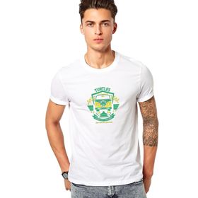 Qivi Turtles Baskılı Beyaz Erkek Örme T-shirt