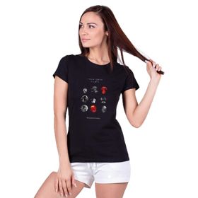 Qivi Twenty One Pilots Blurryface Photo Baskılı Siyah Örme Kadın T-shirt