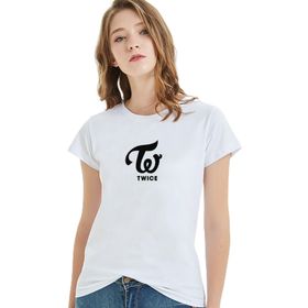 Qivi Twice Logo Twıce Logo Unıversal Baskılı Beyaz Örme Kadın T-shirt