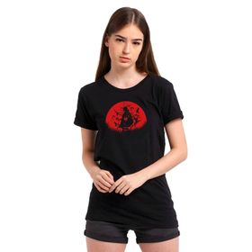 Qivi Uchiha Itachi Baskılı Siyah Örme Kadın T-shirt